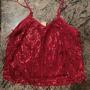 Red sequins party tank